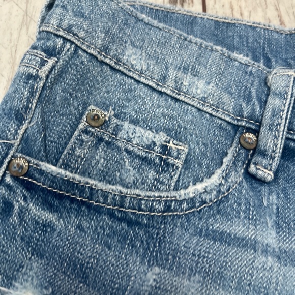 Pistola Gigi Low Rise Denim Shorts Light Wash Distressed Size 25 NWT - Picture 12 of 16